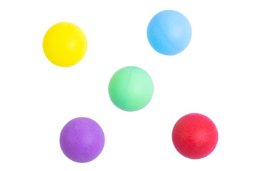 colored table tennis balls isolated