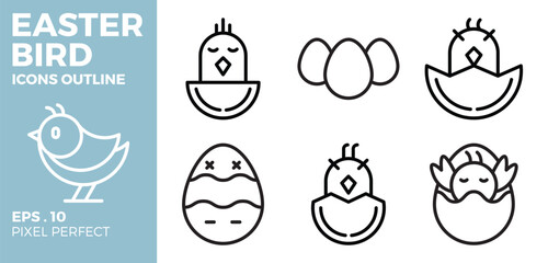 Easter bird (outline) icons set.
The collections include for web design ,app design, UI design,symbol, in the moment,festival, easter day, stickers and other.
