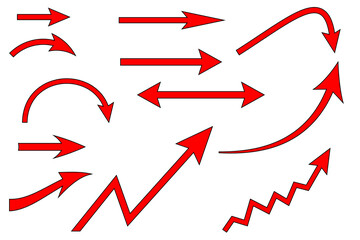 Collection of directional arrows in red and black - Vector Illustration
