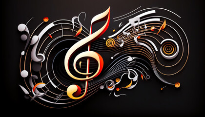 Texture treble clef on a dark background isolated, generative AI.