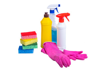 household chemicals for cleaning isolated