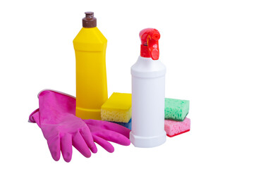 household chemicals for cleaning isolated