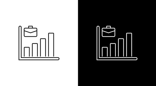 Business growth progress statistic infographic data analysis outline icon design chart bar