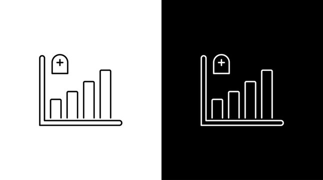 Death increase statistic infographic data analysis outline icon design chart bar