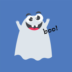 Cute ghost character saying boo, ghost vector illustration, ghost character design