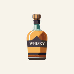 Whiskey bottle. Flat style illustration.
