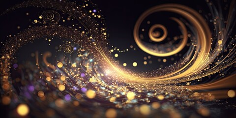 Iridescent sparkle rainbow fairy dust spiral swirl. Glitter shimmer galaxy spin. Magical fantasy star background wallpaper.	