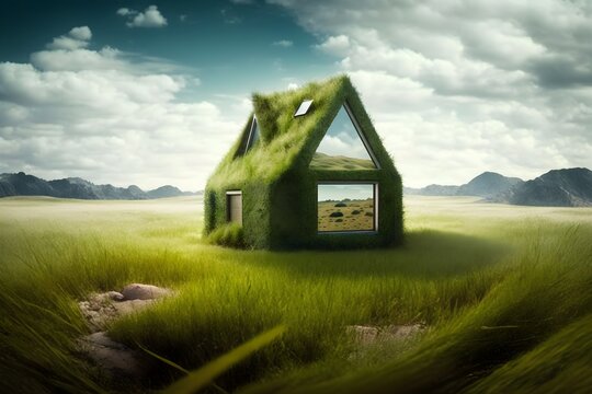 Concept photo of eco green house, AI generated 