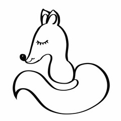 fox sleeps linear drawing wild red animal lives in the forest sleeps in a hole