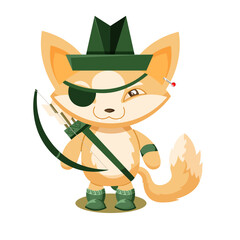 Sly little fox with dow and arrow