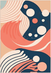 A set of backgrounds for text, landscape psychedelic hippie art, a frame of stylized waves. 