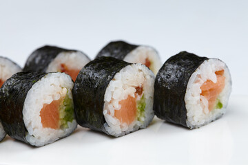 tasty sushi on the white background