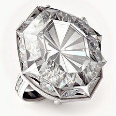 Huge engagement diamond ring isolated on white background