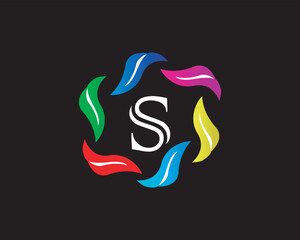 Rainbow leaf alphabet Logo