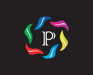 Rainbow leaf alphabet Logo