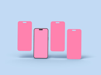 Phone 14 pro mockup and some separated screens floating. ui ux app concept. 3d render