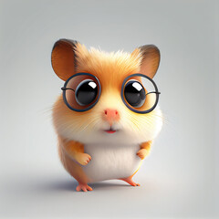 Adorable baby Hamster character isolated on white background. Generative AI