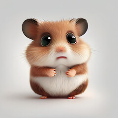 Adorable baby Hamster character isolated on white background. Generative AI