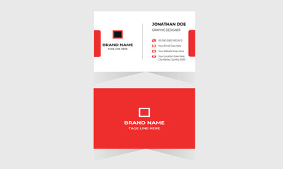 Minimalist business card template, Free vector clean style modern business card template red and white business card