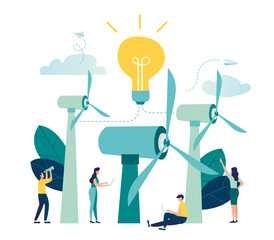 electric windmill alternative renewable energy. solar energy. schedule design extraction of environmental resources, hour of earth, save energy and planet Vector illustration 