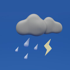 bad weather black cloud and rain and thunder 3d render