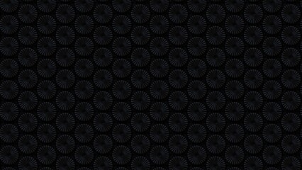 3D Futuristic circles dark black background Abstract geometric grid pattern.
