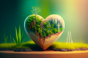 Ai generated image of heart globe with earth day concept