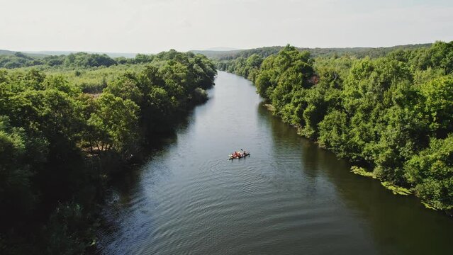 Forest River Meander Canoes Tourists Hot Dry Sunny Day