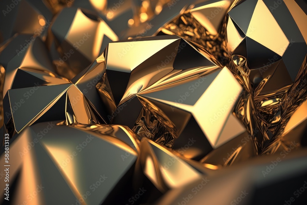 Aufkleber an abstract gold geometric surface. computer-created looping animation. backdrop, contemporary, poly