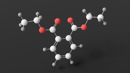 diethyl phthalate molecule, molecular structure, phthalate ester, ball and stick 3d model, structural chemical formula with colored atoms