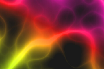 Electric Neon abstract lines, flourish, scribble writing lightning design on black background