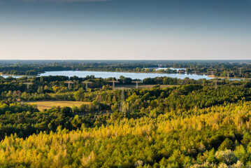 Widok zwieży widokowej AussichtsTurm Teichland na wiatraki - obrazy, fototapety, plakaty