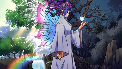 Fototapeta premium Butterfly Creature (dark and bright side)