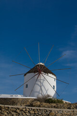 White windmills on the Mykonos Greece