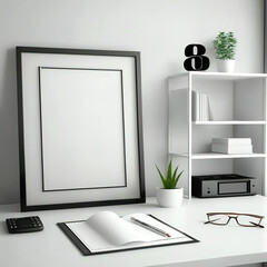 Mockup on a desk with white background