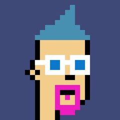 Cartoonish Pixelated Man