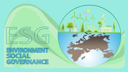Naklejka premium World Oceans Day Protecting the Earth is clean energy.Earth Day is a concern for the environment.The earth is in the hands of man.