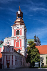 Fototapeta na wymiar baroque buildings with belfry of a former monastery in Poznan