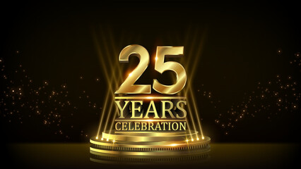 25 years Celebration Golden Jubilee Award Graphics Background. Entertainment Spot Light Hollywood Template  Luxury Premium Corporate Abstract Design Template Banner Certificate. 