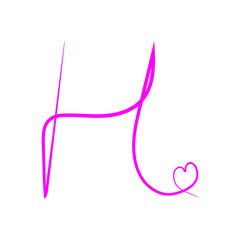 Letter H with heart. Handwritten and creative letter H. minimalistic design letter for logo. vector