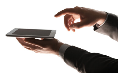 Businessman hand touching in digital table