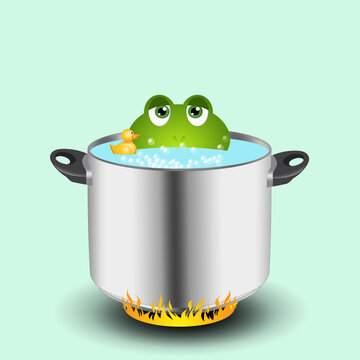 an illustration of a Boiled frog on the big pot
