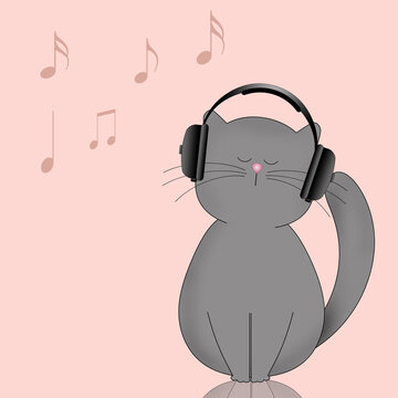 illustration of cat with headphones