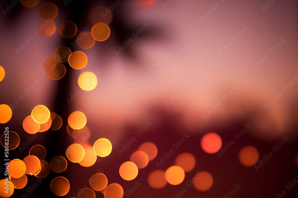 Wall mural  orange bokeh background Generative AI