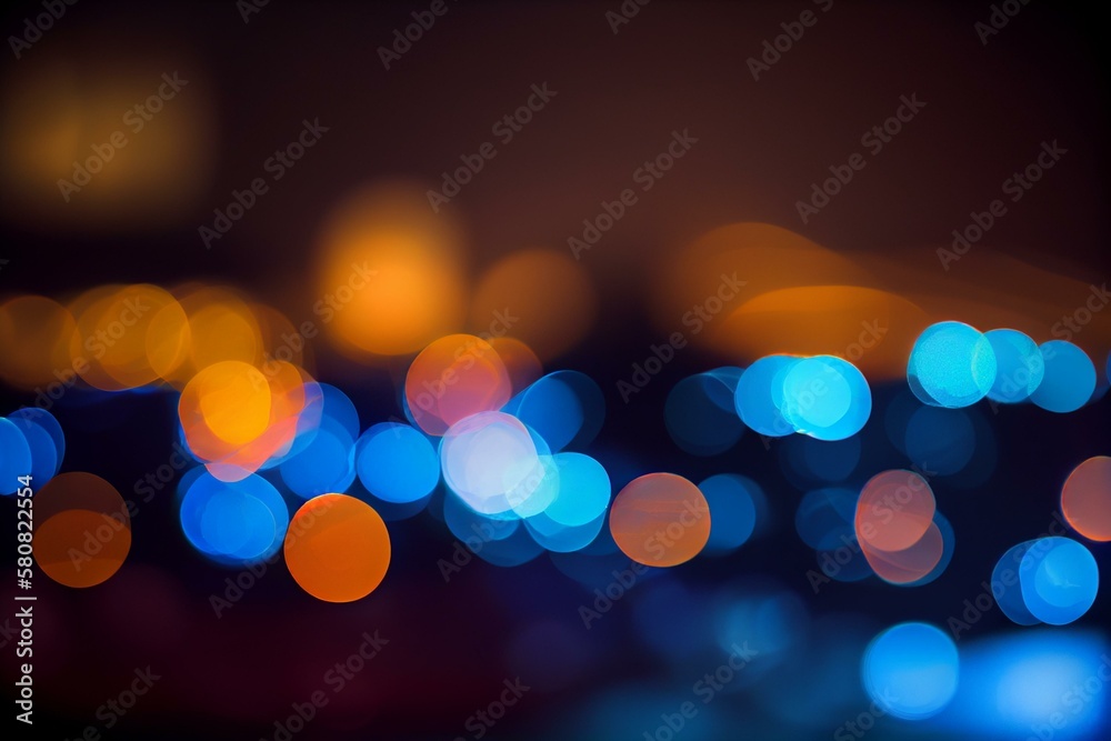 Wall mural  blue, orange, bokeh background Generative AI