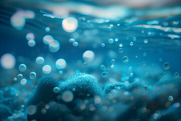 Fototapeta na wymiar blue, underwater bokeh Generative AI