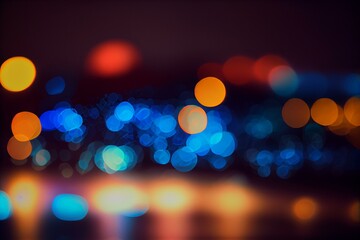  blue, orange, bokeh background Generative AI