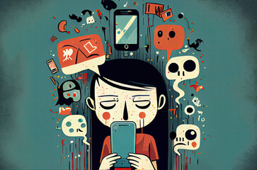 Social media addiction created with AI