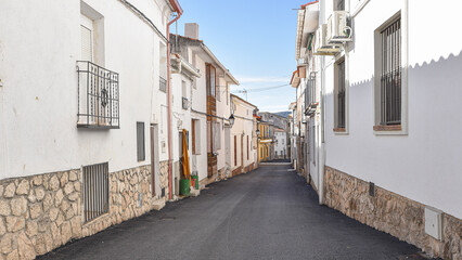 White village street in Ambite, Madrid