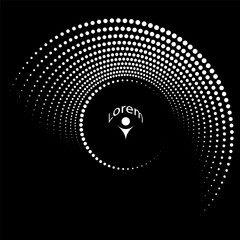 Abstract halftone spiral. Vector halftone dots background for design banners, posters, business projects, pop art texture, covers. Geometric black and white texture.
